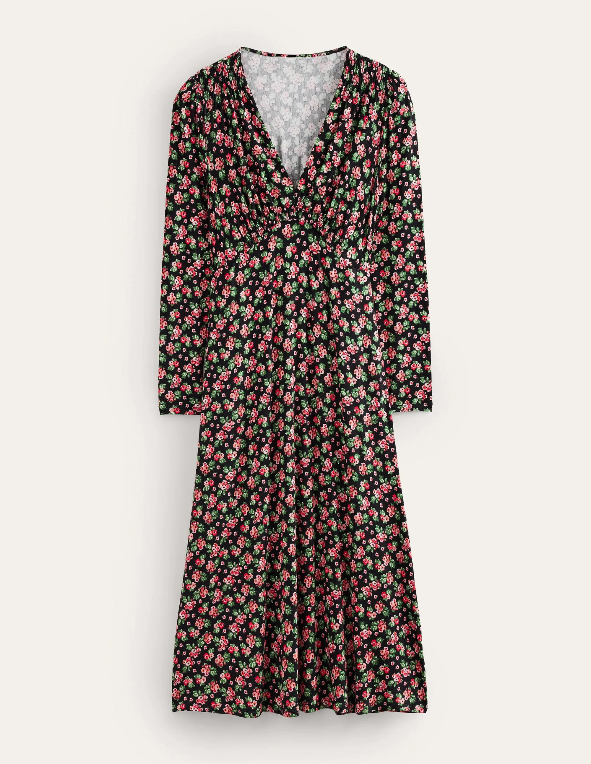 Jersey Midi Tea Dress-Black, Diamond Rose