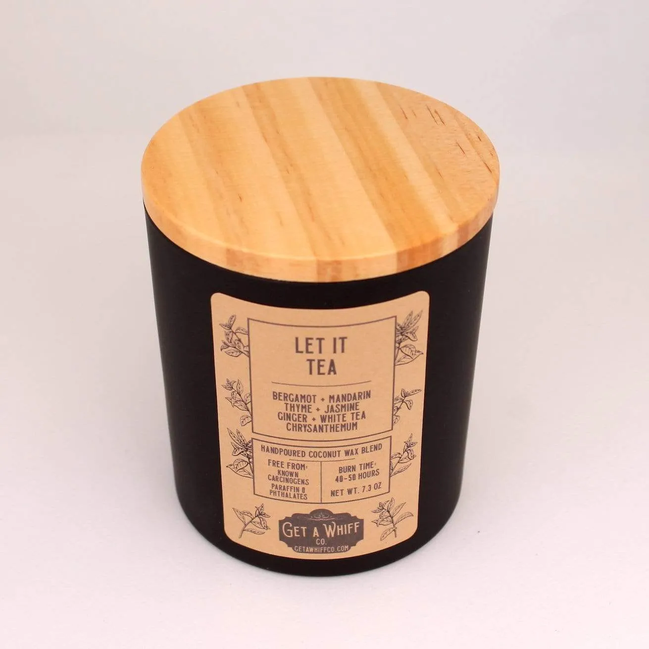 Let it Tea | White Tea Wood Wick Candle | Spa Candle | Crackling Candle | Coconut Wax Candle | Jar Candle | Glass Candle || 7.3 oz