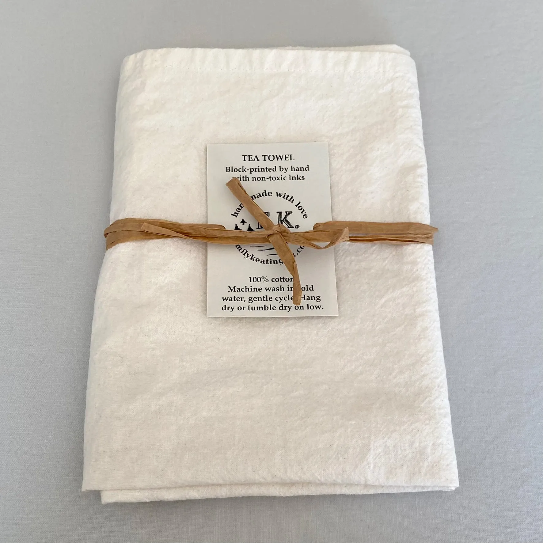 Peach Starfish Coastal Natural Tea Towel