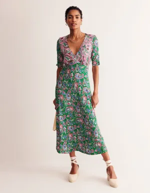 Rebecca Jersey Midi Tea Dress-Cashmere Rose, Paisley Azure