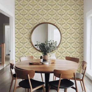 Scalloped Coneflower Wallpaper – Vintage Floral Elegance