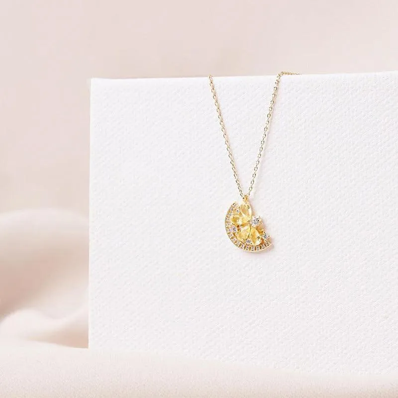 Small Lemon Slice Citrine Necklace