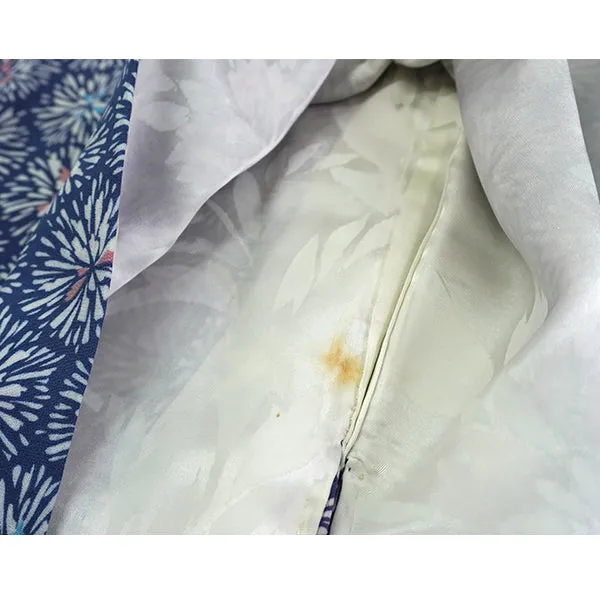 Vintage Haori Kimono Jacket Silk, Blue  base, Chrysanthemum Motif