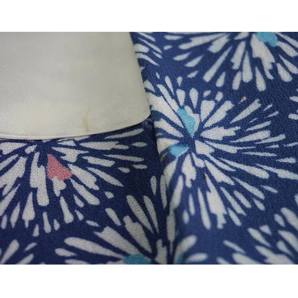 Vintage Haori Kimono Jacket Silk, Blue  base, Chrysanthemum Motif