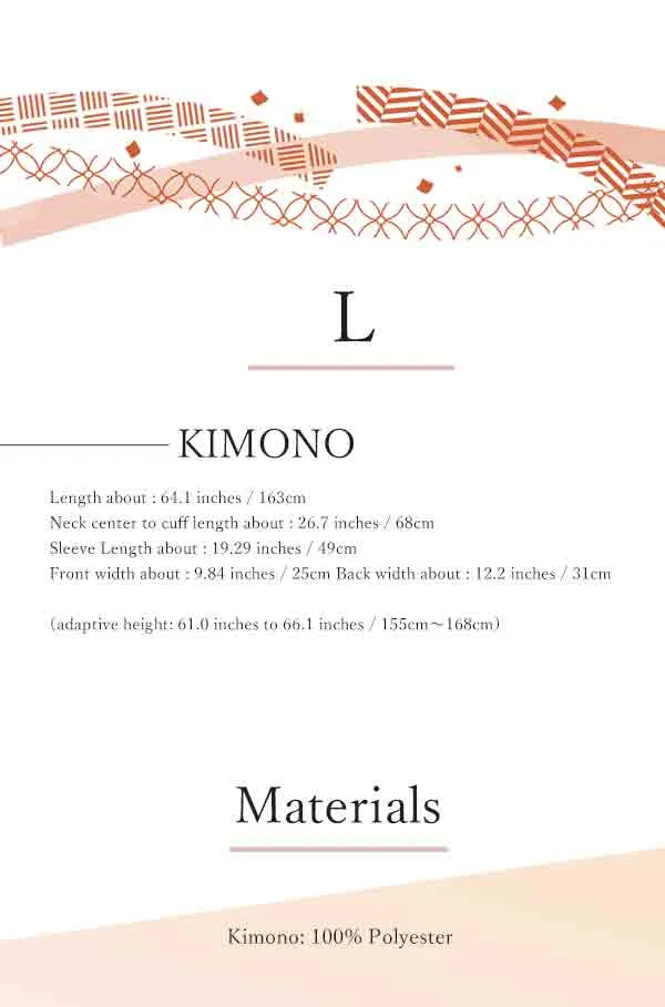 Washable pre-tailored Lined KIMONO【L】（Gray yoroke stripe with chrysanthemum lozenge pattern.）