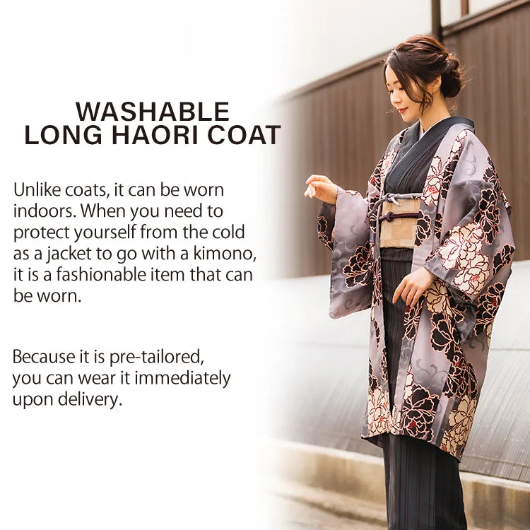 Women's Japanese Kimono Jacket/Cardigan,Haori Coat with a haori cord, Floral